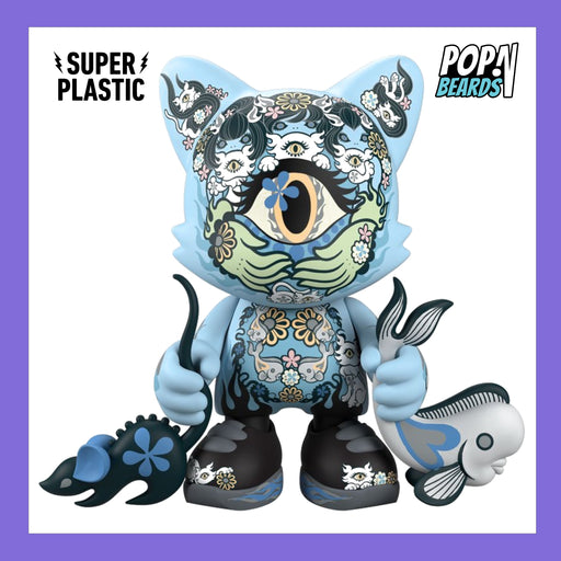 SuperPlastic: SuperJanky (Junko Mizuno), Azure Ailurophile (BLU) (LE) Vinyl Art Toy POPnBeards
