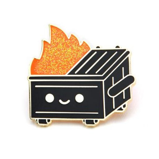 Dumpster Fire Black & Gold Enamel Pin Pin 100soft