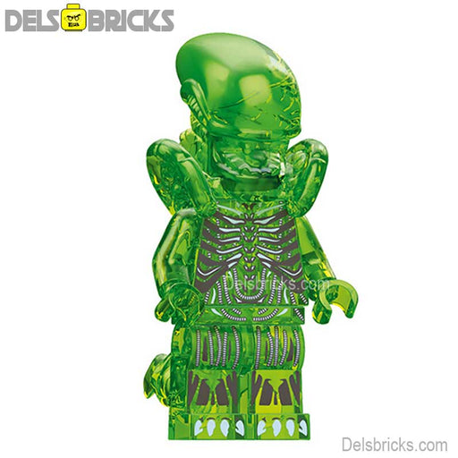Aliens Xenomorph transparent green Lego custom Minifigures Minifigures DelsBricks Minifigures