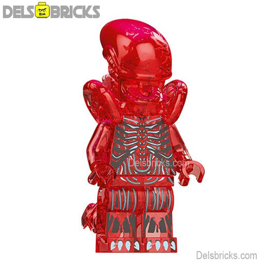 Aliens Xenomorph transparent red Lego custom Minifigures Minifigures DelsBricks Minifigures