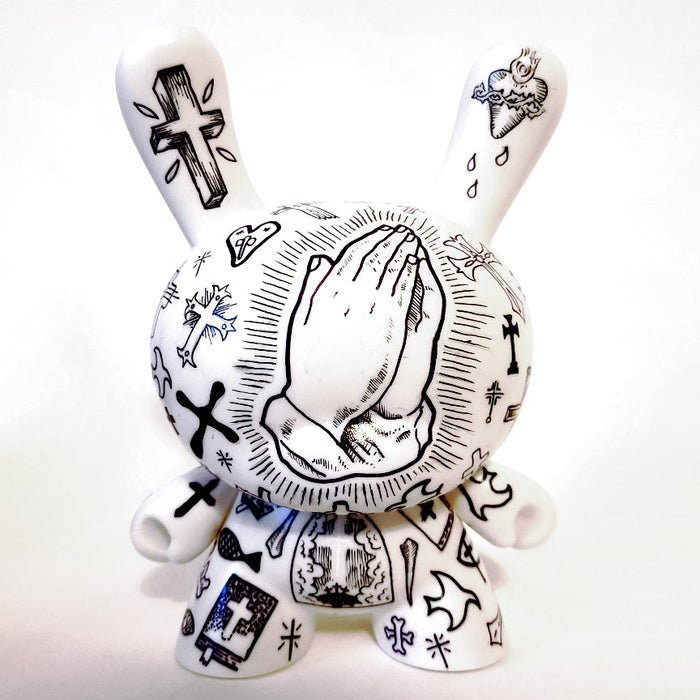 Praying Hands 7-inch custom Dunny by Eric Mckinley Available Now ! ! !