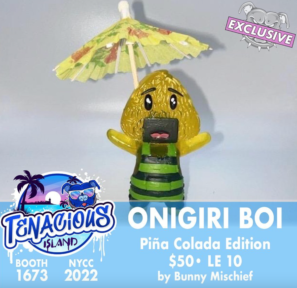 Onigiri Boi resin figure by Bunny Mischief NYCC Exclusive Tenacious Island BOOTH 1673 ! ! !