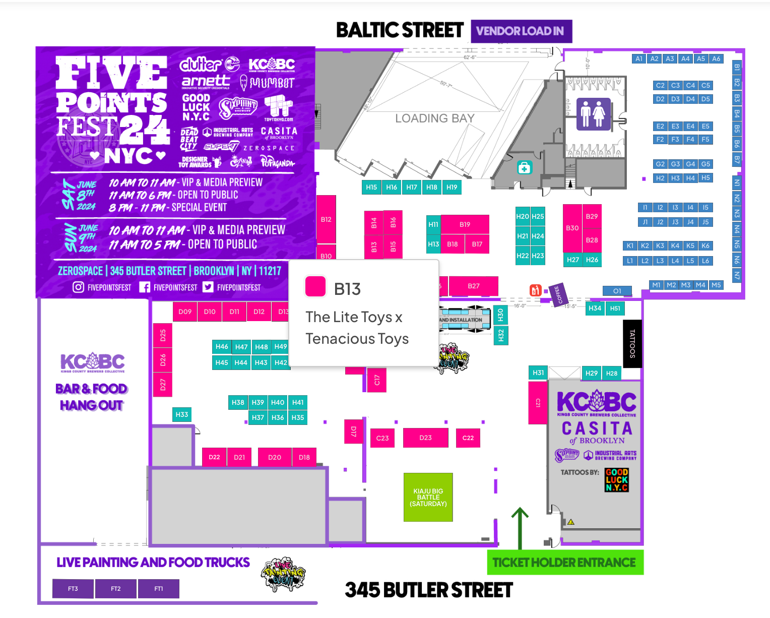 Five Points Fest 2024 Map — Tenacious Toys®