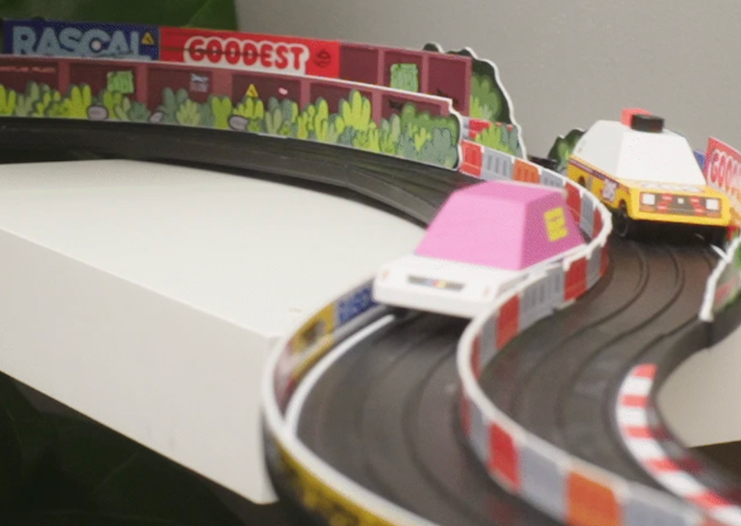The CANDYCAR® Roadworks: two-lane, flexible, modular road building playsets