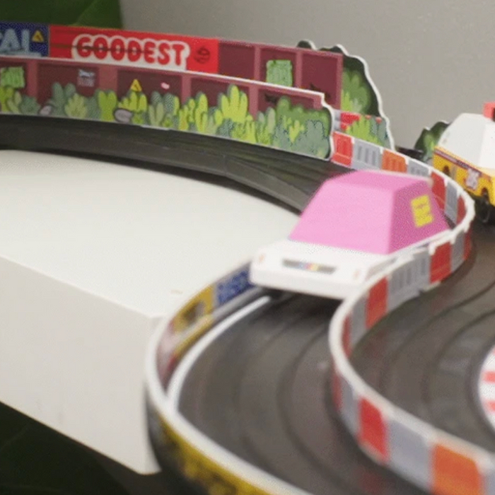 The CANDYCAR® Roadworks: two-lane, flexible, modular road building playsets