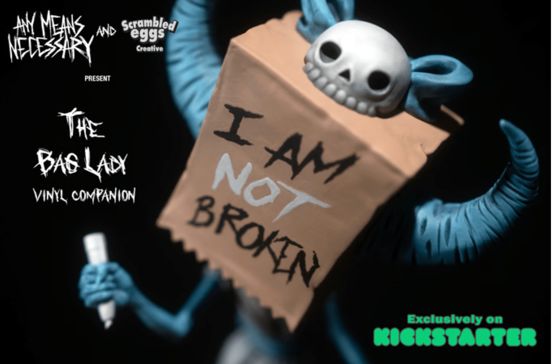 Bag Lady Vinyl Art Toy by Shawn Coss - I Am NOT Broken! - Tenacious Toys®