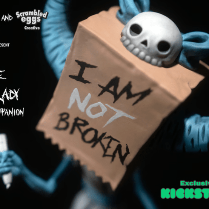 Bag Lady Vinyl Art Toy by Shawn Coss - I Am NOT Broken! - Tenacious Toys®
