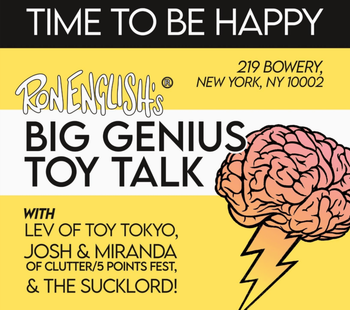 BIG GENIUS TOY TALK on May 3rd in NYC feat Lev, Josh & Miranda & the Sucklord - Tenacious Toys®