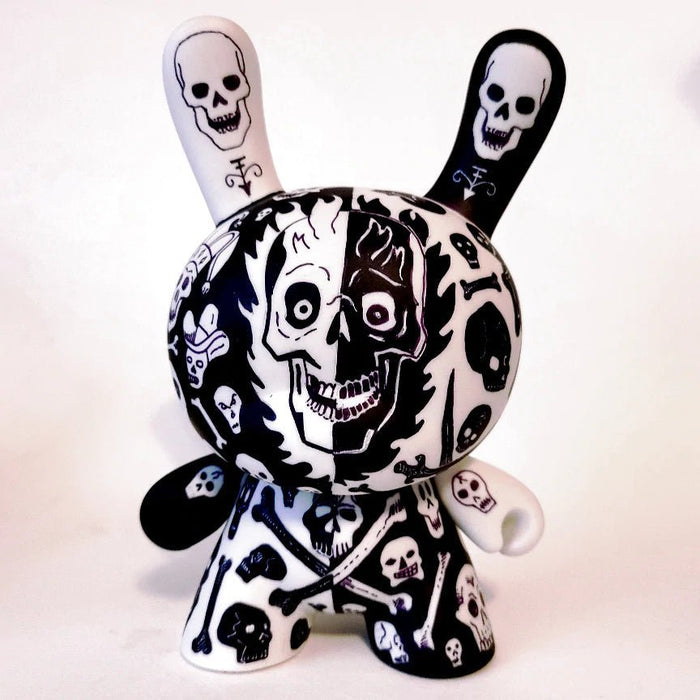 Black and White Skulls 7-inch custom Dunny by Eric Mckinley Available Now - Tenacious Toys®