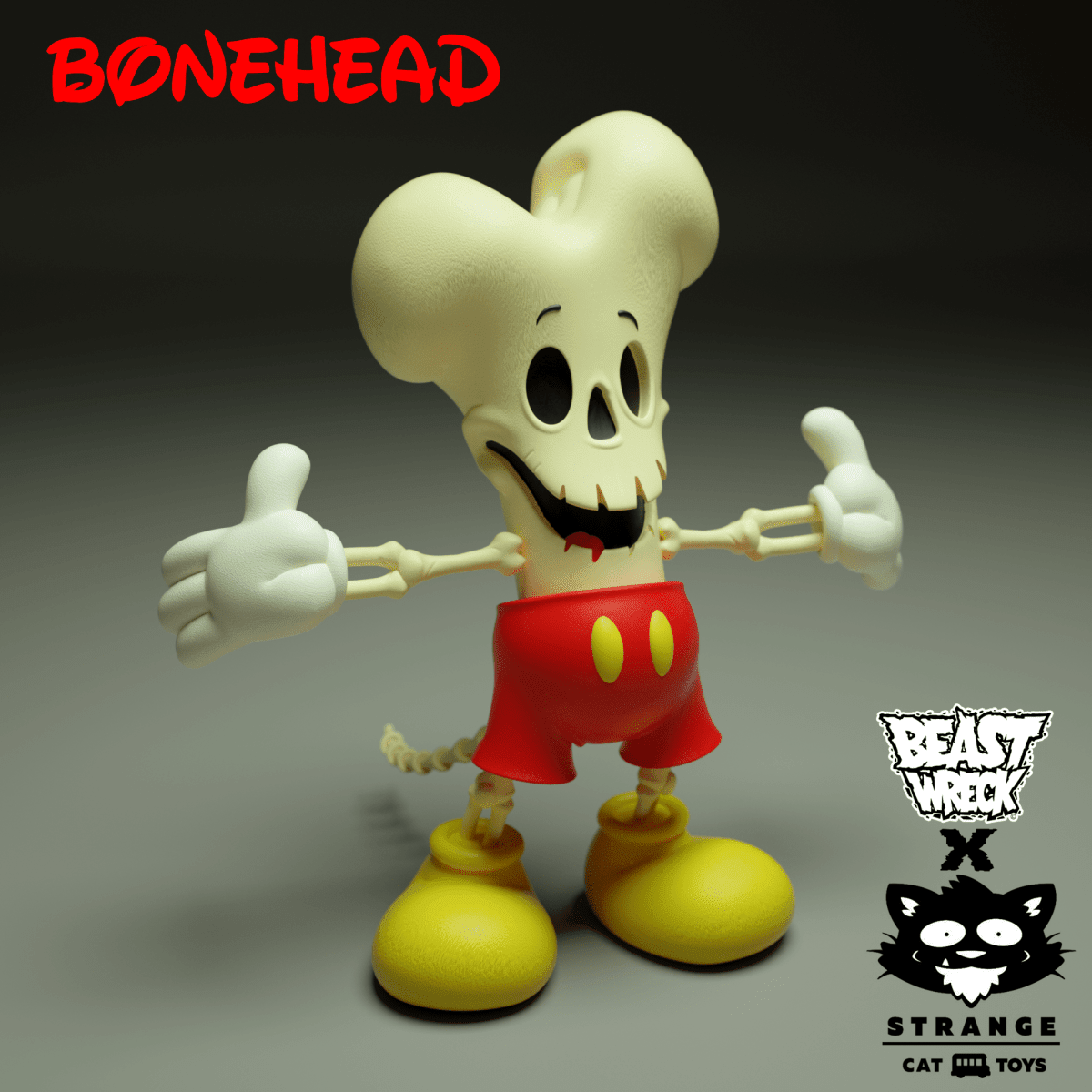 Bonehead 6-inch vinyl figure by Beast Wreck x Strangecat Toys PREORDER now ! ! ! - Tenacious Toys®
