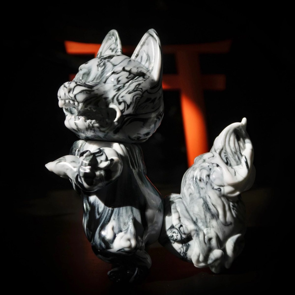 Candie Bolton Kitsura Black & White Marbled 4 inch sofubi figure Available Now - Tenacious Toys®