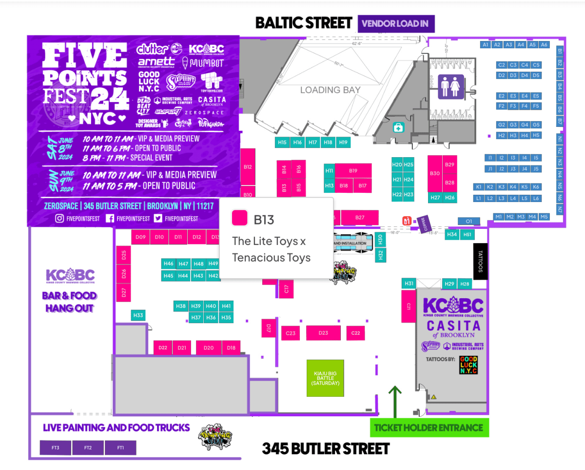 Five Points Fest 2024 Map - Tenacious Toys®