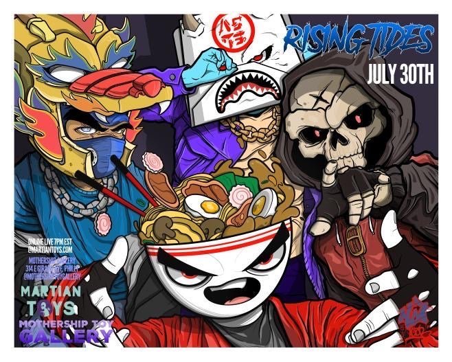 Gallery Opening Saturday July 30th - Rising Tides at Martian Toys | Mothership Toy Gallery ! ! ! - Tenacious Toys®