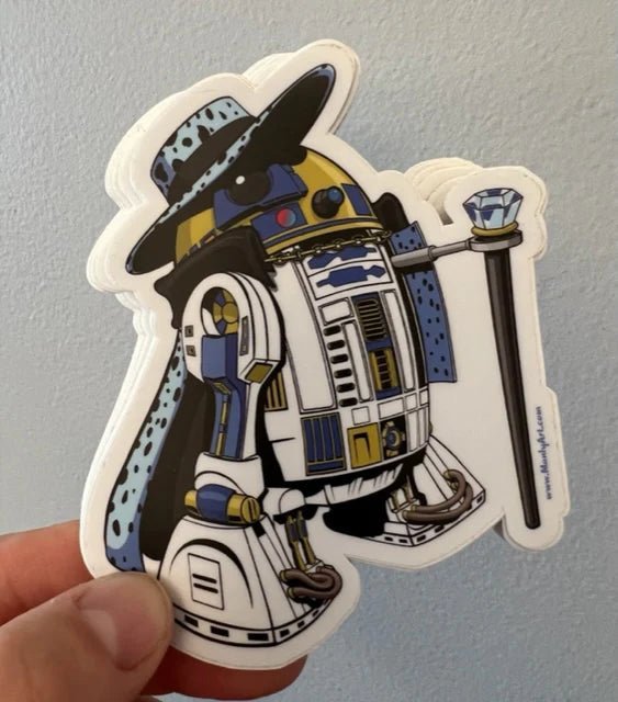 Pimp2-D2 die cut sticker by Manly Art Available Now - Tenacious Toys®