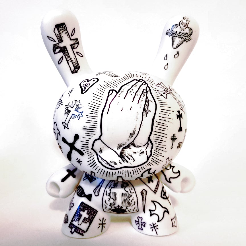 Praying Hands 7-inch custom Dunny by Eric Mckinley Available Now ! ! ! - Tenacious Toys®