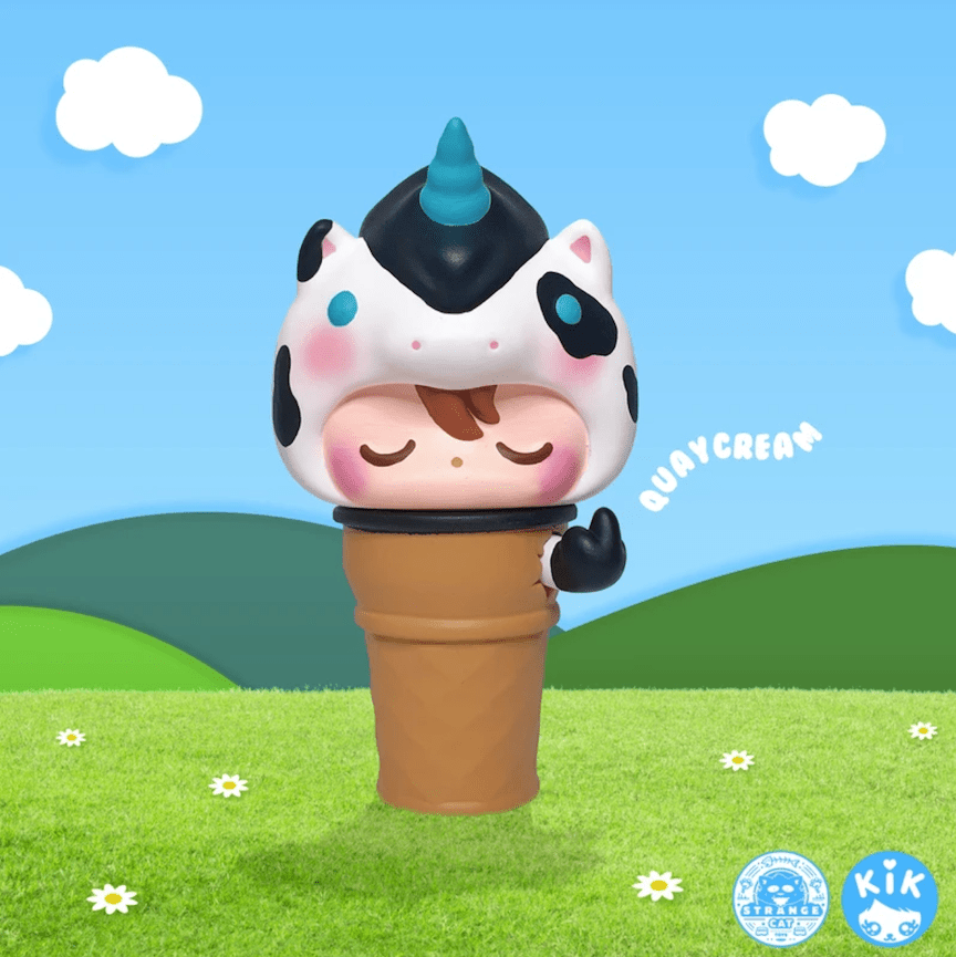 QuayCream Milk Cow Edition 10cm vinyl figure by KiK x Strangecat Available Now - Tenacious Toys®