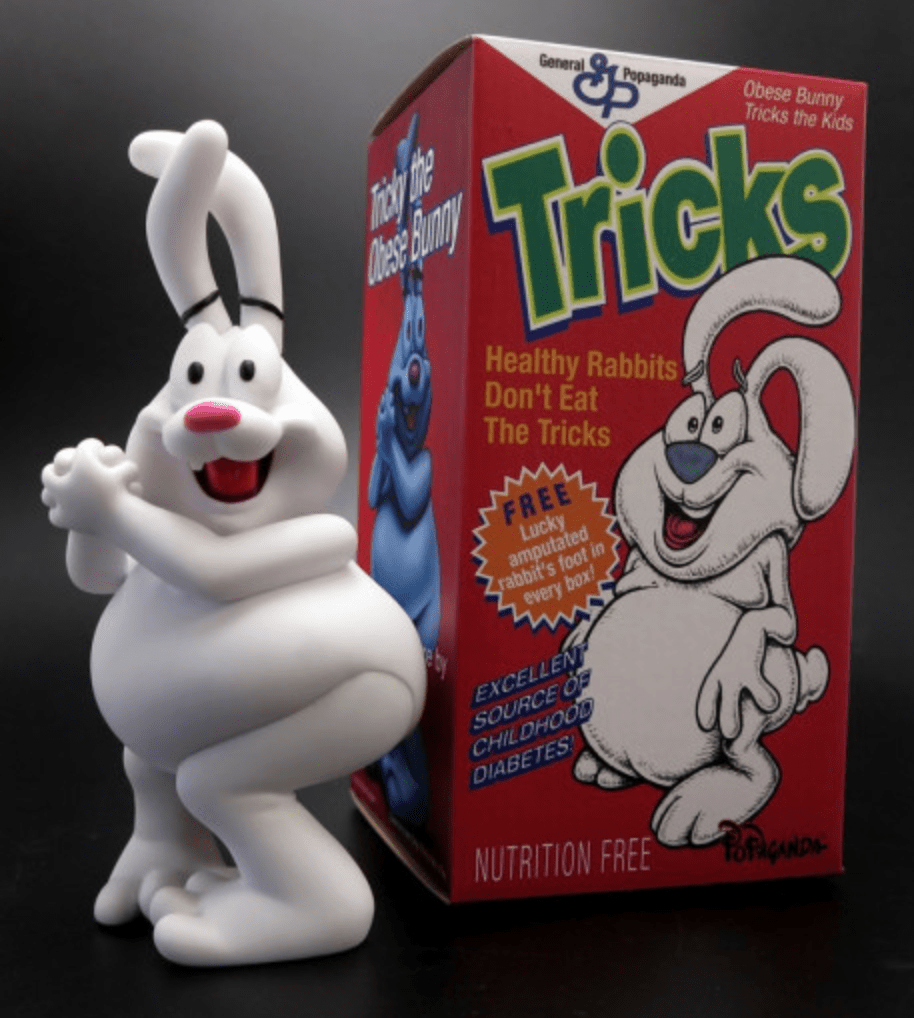 Tricky the Obese Rabbit 8-inch vinyl figure by Ron English Available Now ! ! ! - Tenacious Toys®