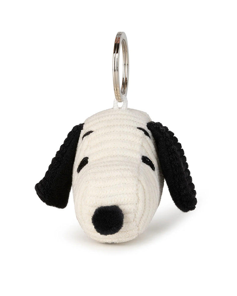 PEANUTS SNOOPY HEAD Cream Corduroy 2" Keychain Plush Plush Bon Ton