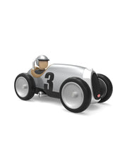 Vintage Open-Wheeled Racing Car Silver Cars Baghera