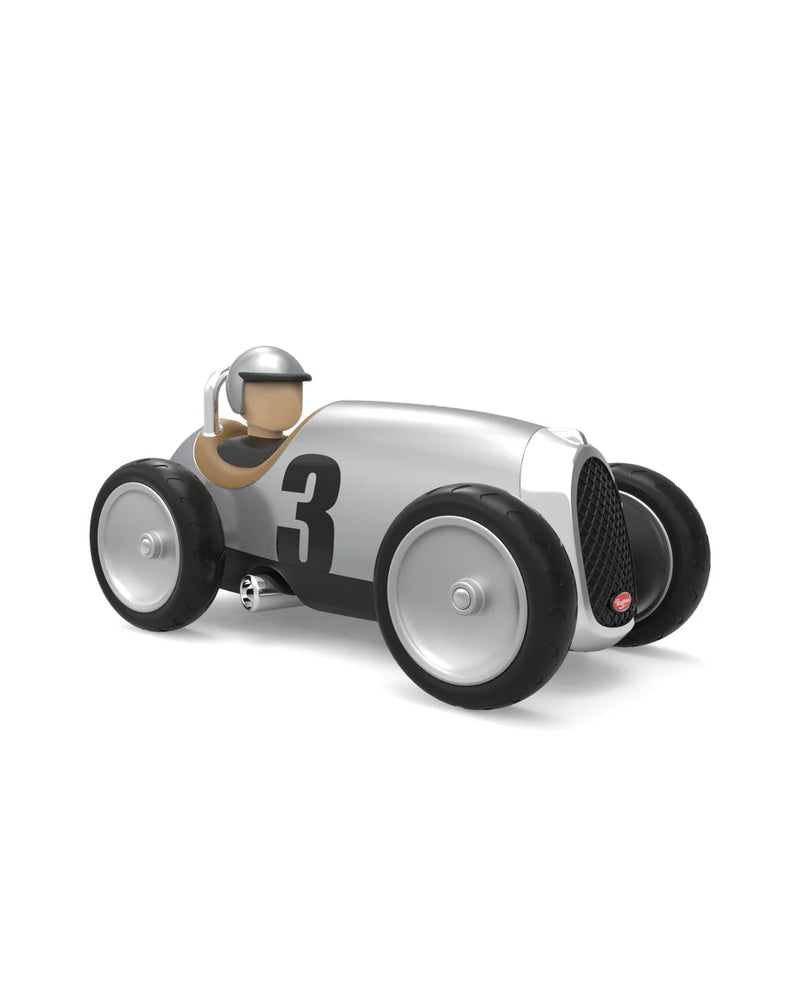 Vintage Open-Wheeled Racing Car Silver Cars Baghera