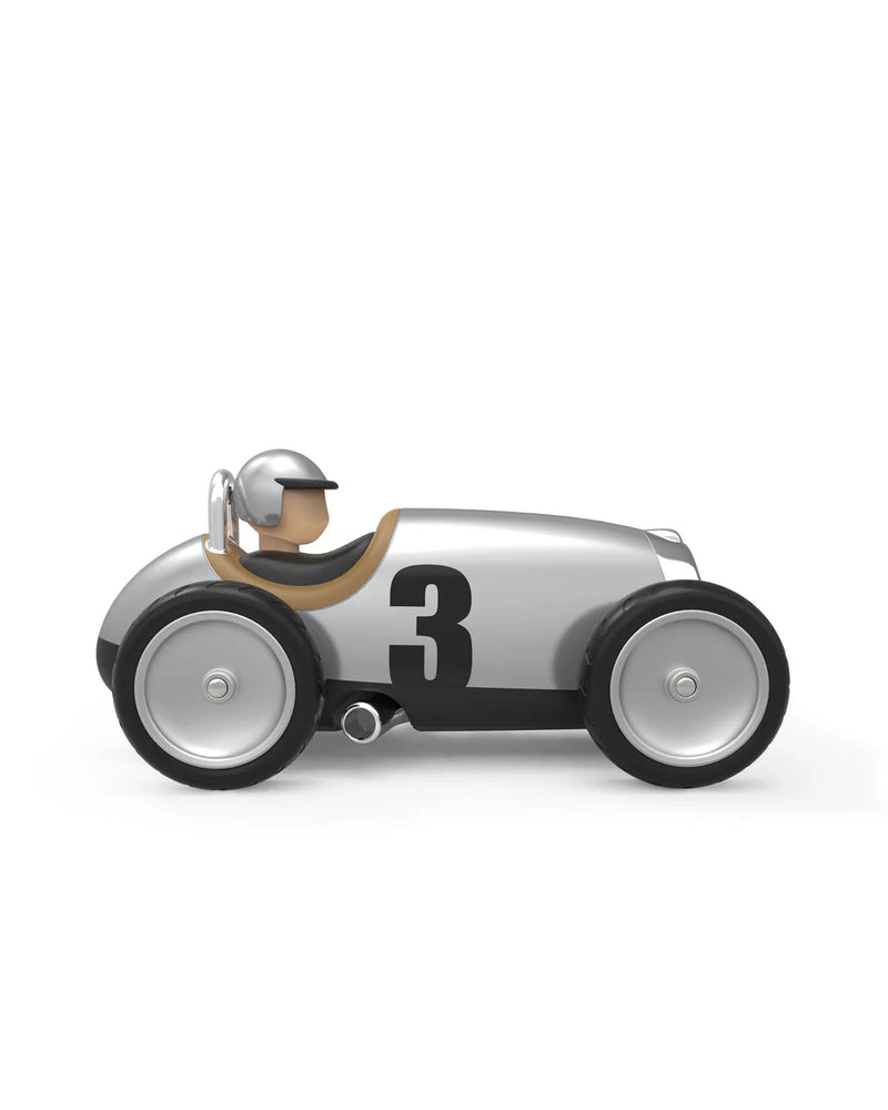 Vintage Open-Wheeled Racing Car Silver Cars Baghera