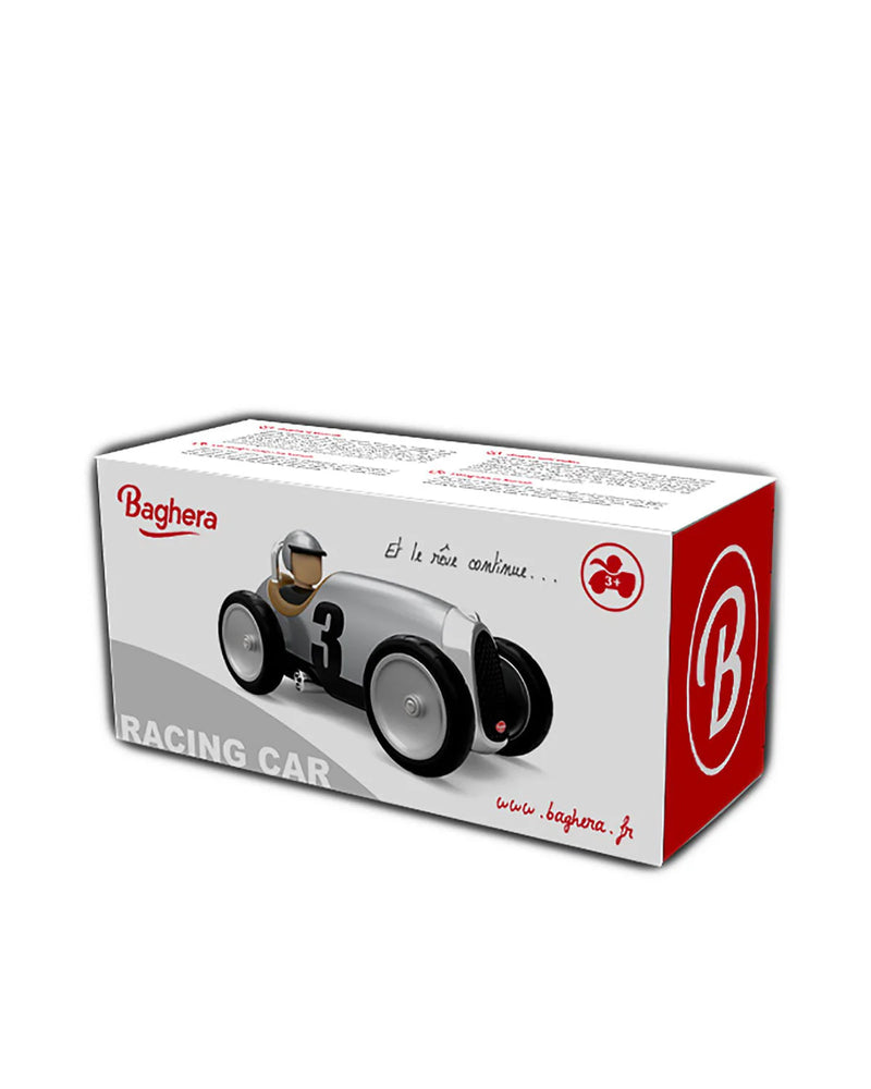 Vintage Open-Wheeled Racing Car Silver Cars Baghera