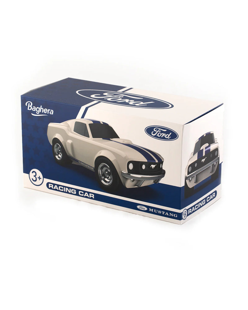 Racing Car Ford Mustang White with Blue Stripes Cars Baghera