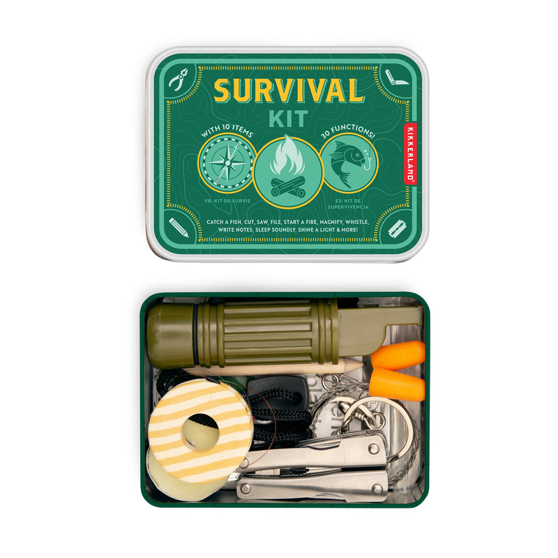 Survival Kit 10-piece Tool Collection in Small Tin Accessory Kikkerland