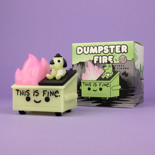 Lil Dumpster Fire This is Fine GID Edition Vinyl Figure by 100% Soft Vinyl Art Toy 100soft