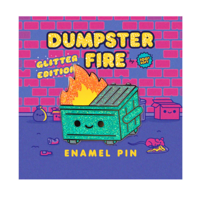 Dumpster Fire Glitter Enamel Pin Pin 100soft