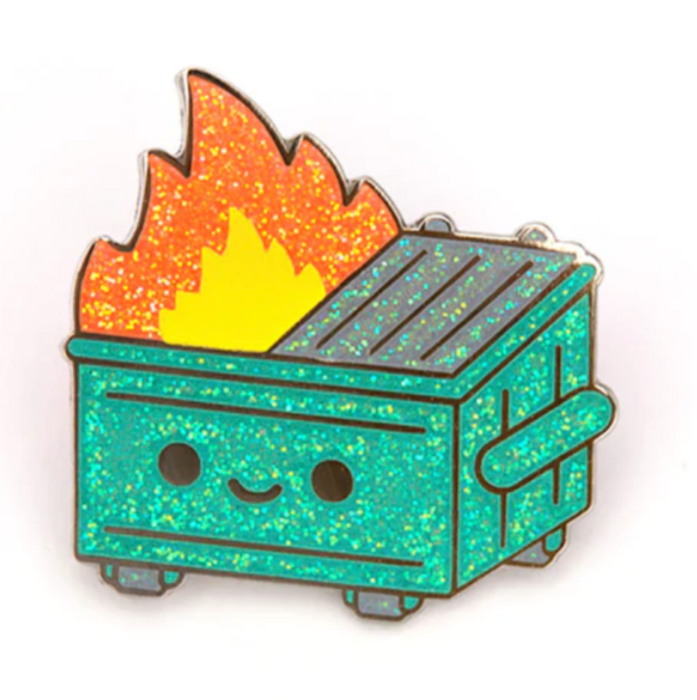 Dumpster Fire Glitter Enamel Pin Pin 100soft