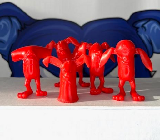 BUNNYWITH Mini Figures Set of 5 Red Vinyl Art Toy Alex Pardee