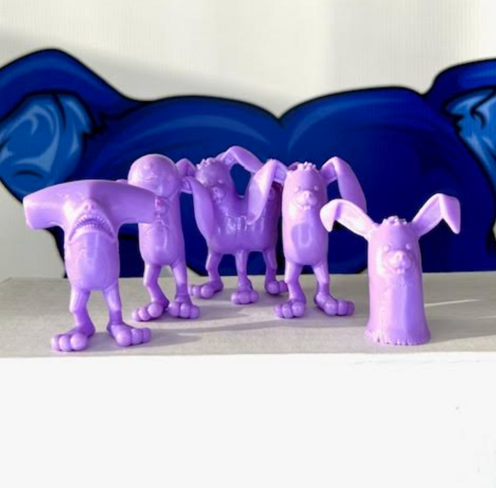 BUNNYWITH Mini Figures Set of 5 Purple Vinyl Art Toy Alex Pardee