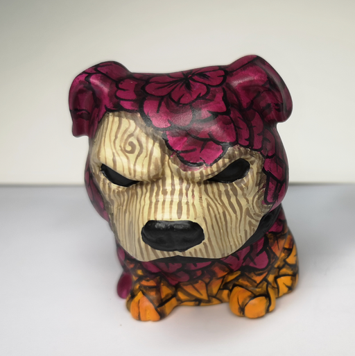 Custom Floral Danger Dog Red by David Stevenson Custom Tenacious Toys