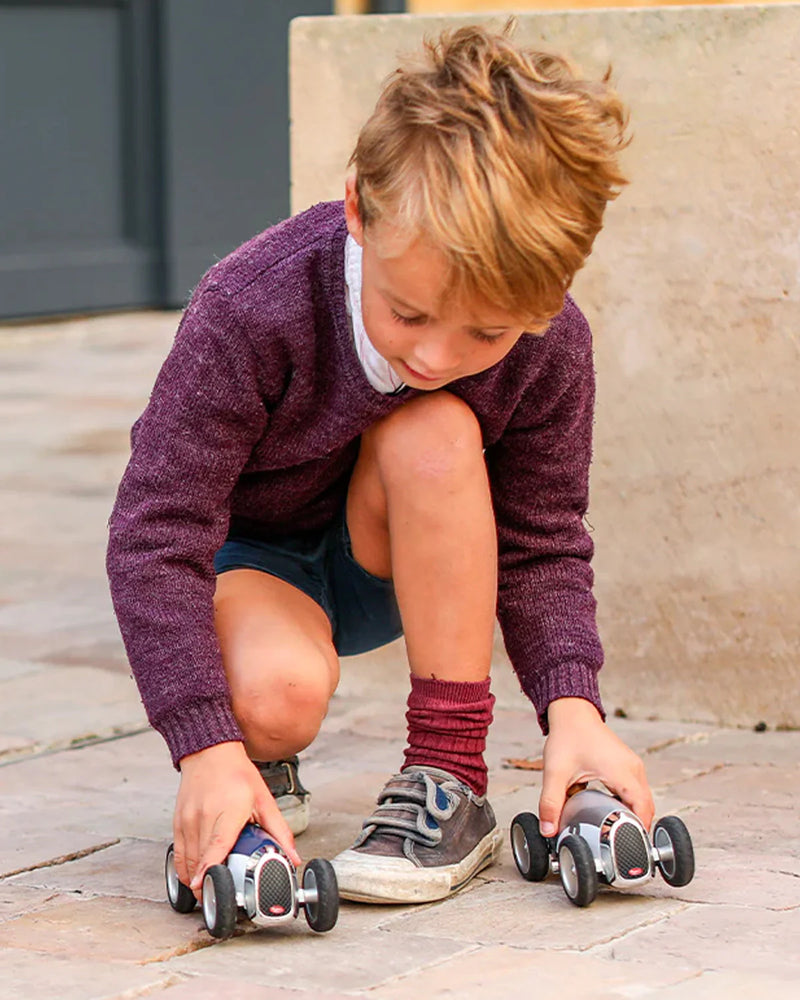 Vintage Open-Wheeled Racing Car Silver Cars Baghera