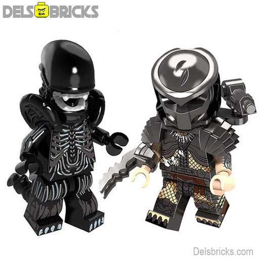 Aliens Vs Predator set of 2 Lego Minifigures Minifigures DelsBricks Minifigures