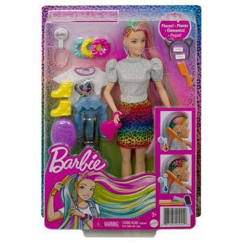 Barbie Leopard Rainbow Hair Doll Dolls ToyShnip