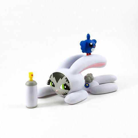 Bunny Kitty White by PERSUE Vinyl Art Toy 3DRetro