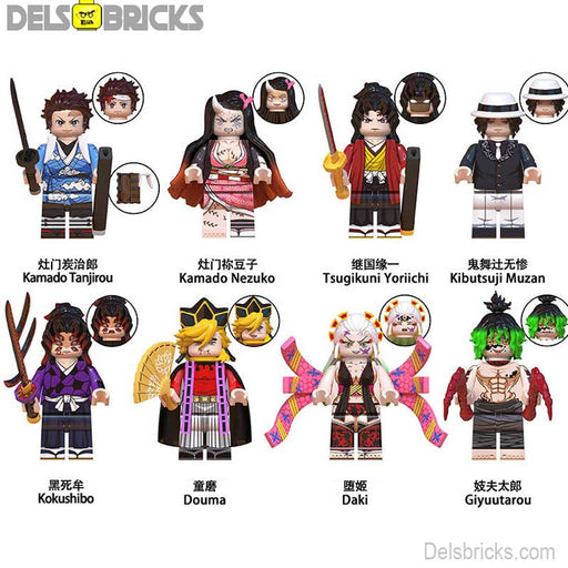 Demon Slayer Set of 8 Anime Lego compatible Minifigures Minifigures DelsBricks Minifigures