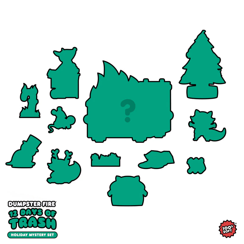 Dumpster Fire 12 Days of Trash Advent Calendar Holiday Figure Set Vinyl Art Toy 100soft