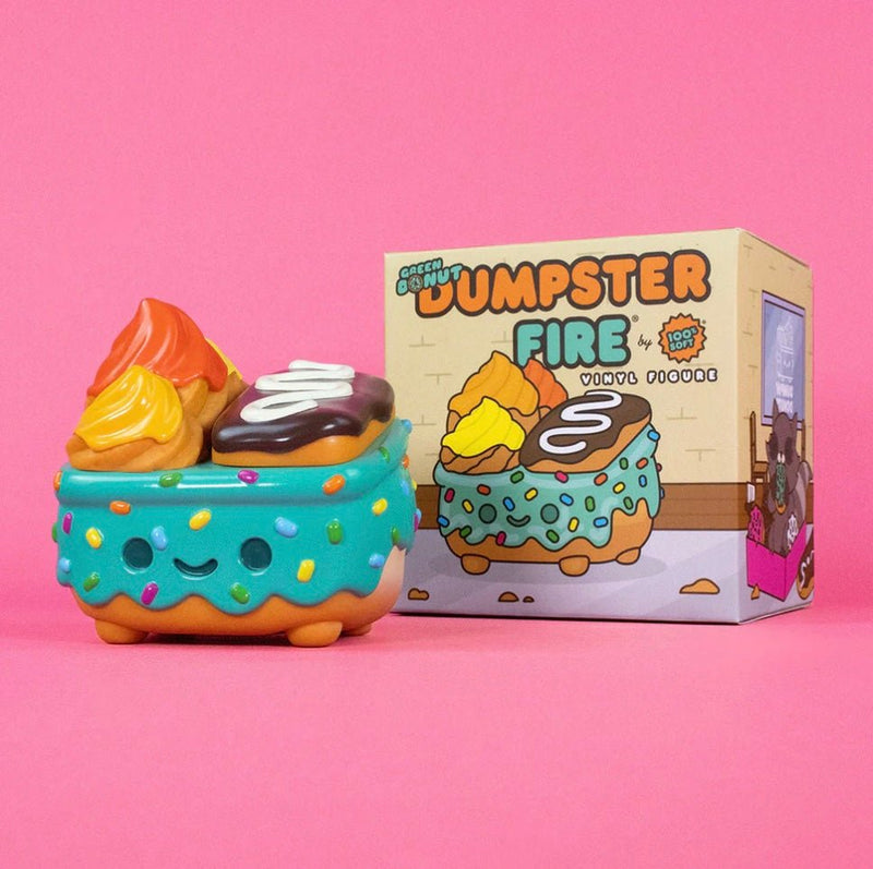 Dumpster Fire Donut Green Vinyl Figure Vinyl Art Toy 100soft