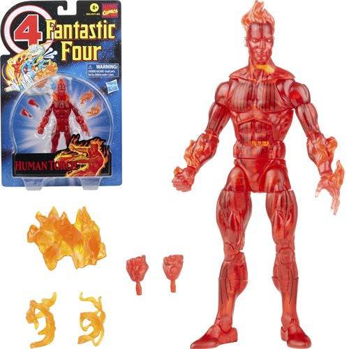 Fantastic Four Retro Marvel Legends Human Torch 6-Inch Action Figure Action & Toy Figures ToyShnip