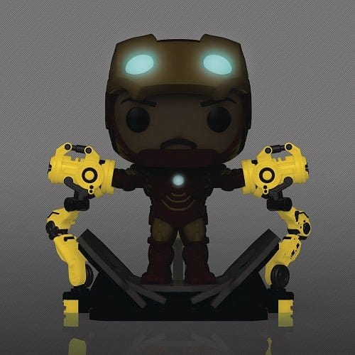 Funko Pop! 905 - Marvel Iron Man with Gantry Glow-in-the-Dark Deluxe Vinyl Bobble Head - PX Action Figure ToyShnip