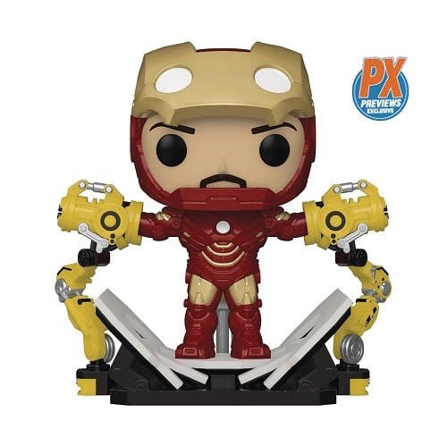 Funko Pop! 905 - Marvel Iron Man with Gantry Glow-in-the-Dark Deluxe Vinyl Bobble Head - PX Action Figure ToyShnip