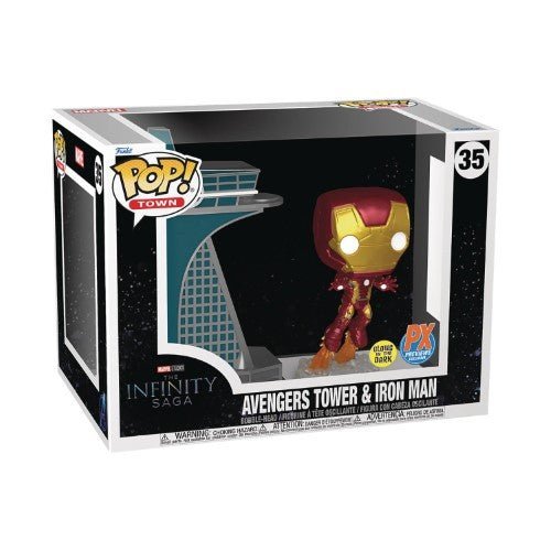 Funko Pop! Town 35 - Marvel Avengers Tower & Iron Man Glow in the Dark Bobblehead Figure - Previews Exclusive Action Figure ToyShnip