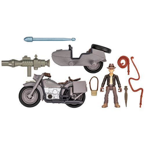 Indiana Jones Worlds of Adventure Indiana Jones with Motorcycle and Sidecar Action Figure Set Action & Toy Figures ToyShnip
