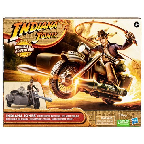 Indiana Jones Worlds of Adventure Indiana Jones with Motorcycle and Sidecar Action Figure Set Action & Toy Figures ToyShnip
