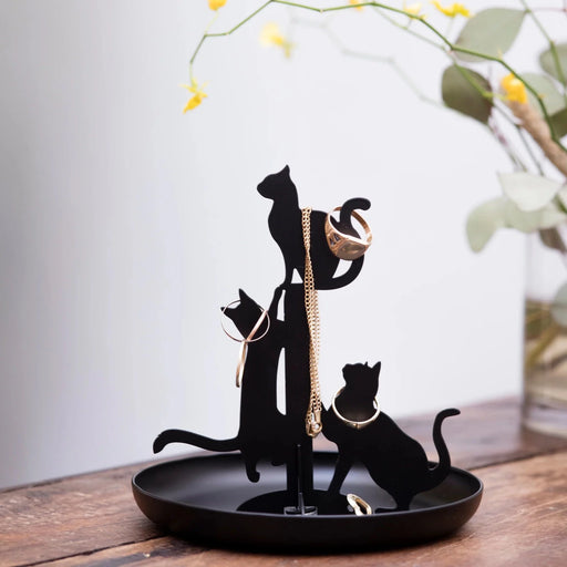 Kikkerland Black Cats Jewelry Holder Stand Accessory Kikkerland