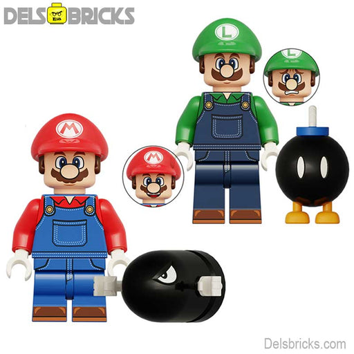 Mario & Luigi Super Mario Brothers set of 2 Minifigures Minifigures DelsBricks Minifigures