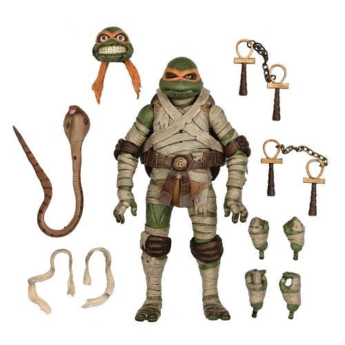 NECA Universal Monsters X TMNT Michelangelo as The Mummy Ultimate 7-In Action Figure Action & Toy Figures ToyShnip